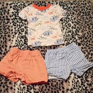 Dinosaur Print Shirt and Shorts Set